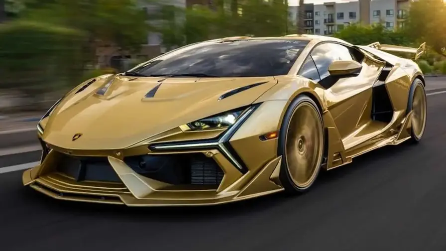 Kultainen Lamborghini Revuelto hiilikuitupaketilla